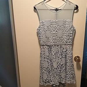 Light blue, crochet details sheer top dress